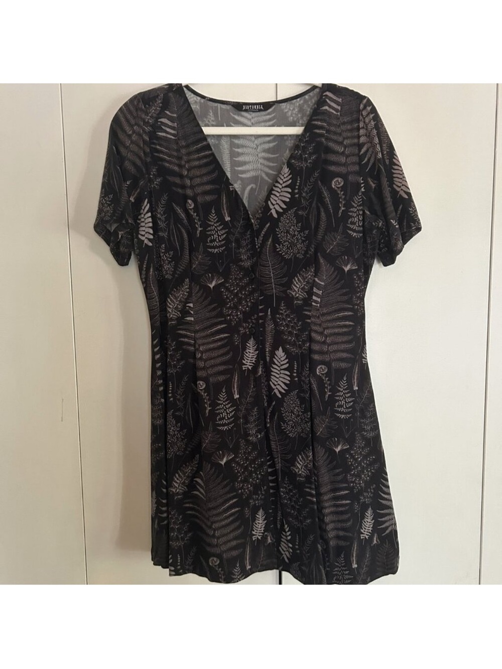 DISTURBIA Maidenhair botanical print mini dress fern US 6 - Picture 2 of 5